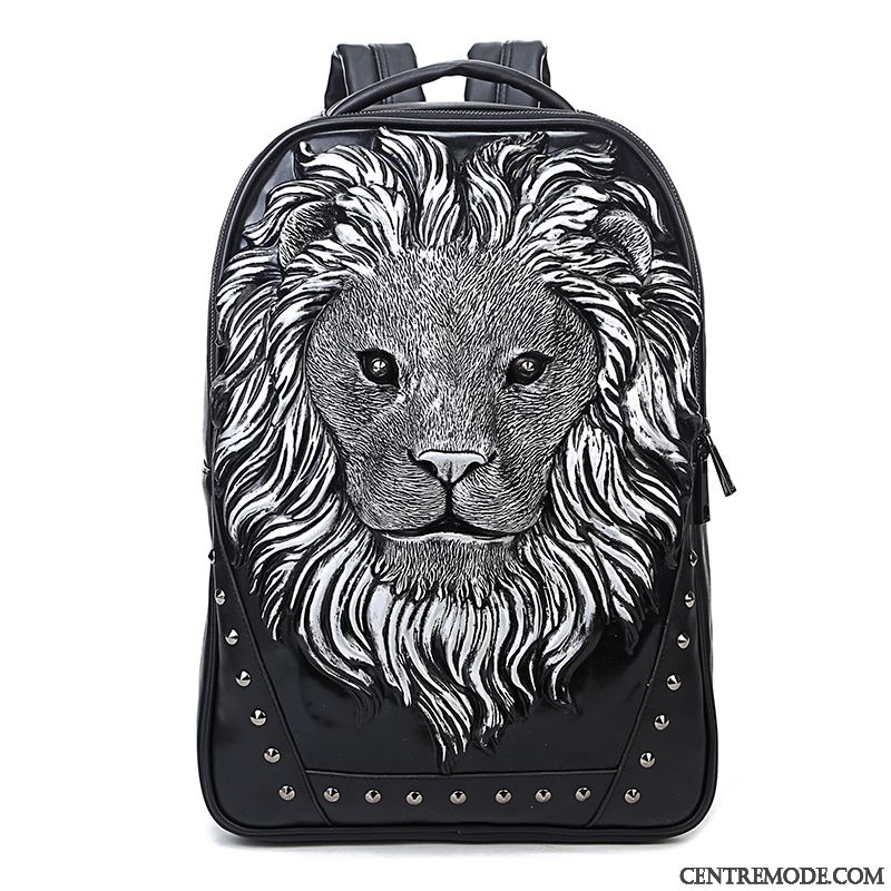 Sac À Dos Homme Mode Œillet Créatif Gros Tendance Cartable Noir