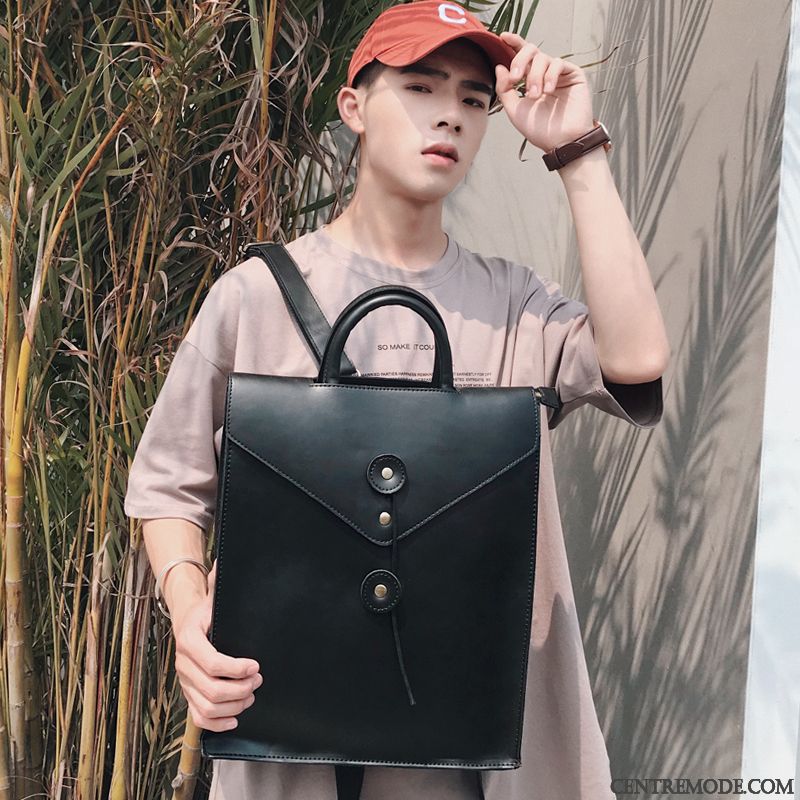 Sac À Dos Homme Multifonctions Sac À Main Sacs À Bandoulière Femme Rétro Cartable Noir
