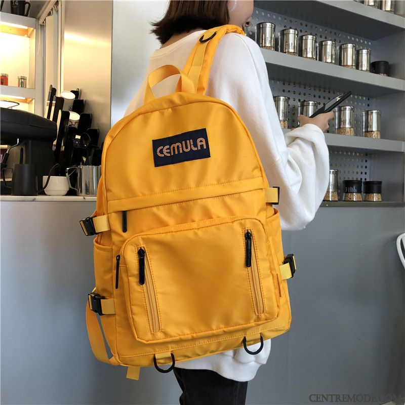 Sac À Dos Randonnée Femme Le Nouveau Cartable Mode All-match Gros Voyage Jaune