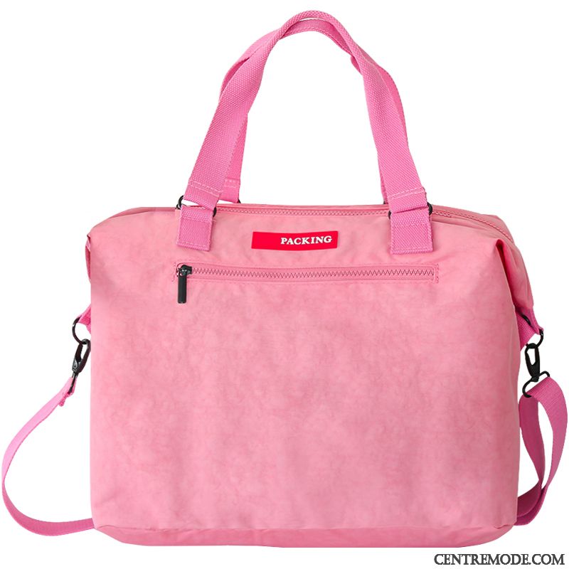 Sac À Dos Randonnée Femme Toile Réseau Bagage Portable Court Voyage Rouge Rose