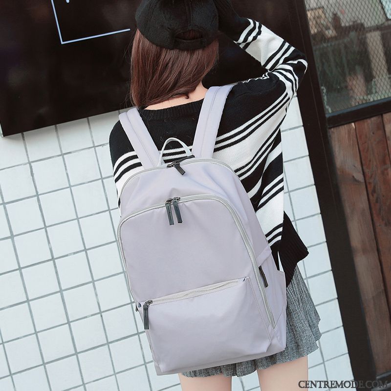 Sac À Dos Randonnée Femme Voyage All-match Lumière Grande Capacité Loisir Cartable Gris Clair