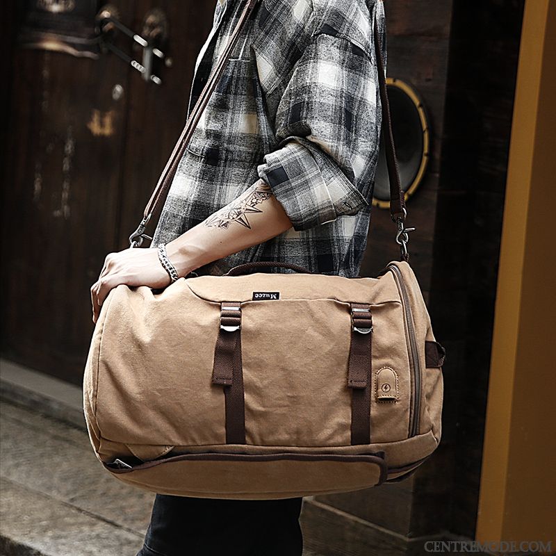 Sac À Dos Randonnée Homme Aptitude Sac De Messager Court Sac À Main Voyage Grande Capacité Brun