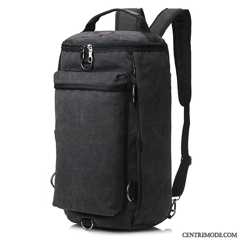 Sac À Dos Randonnée Homme Grande Capacité Toile Loisir Voyage Sac D'ordinateur Portable De Plein Air Noir