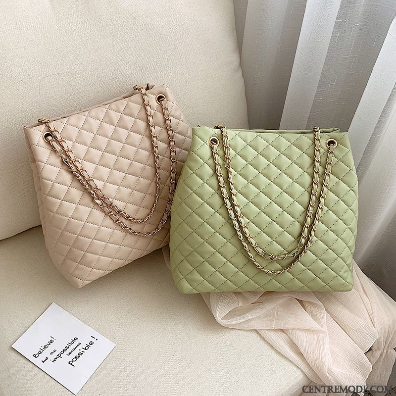 Sac À Main Femme Chaîne Le Nouveau Mode Simple Tendance Rhombe Vert