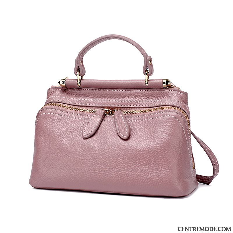 Sac À Main Femme Cuir Véritable All-match Le Nouveau Simple Mode Sacs À Bandoulière Rose