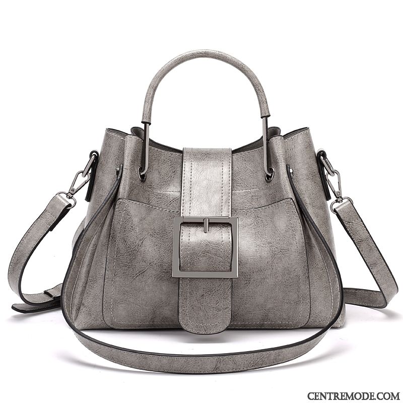 Sac À Main Femme Cuir Véritable Personnalité Sac De Messager Mode All-match Le Nouveau Gris