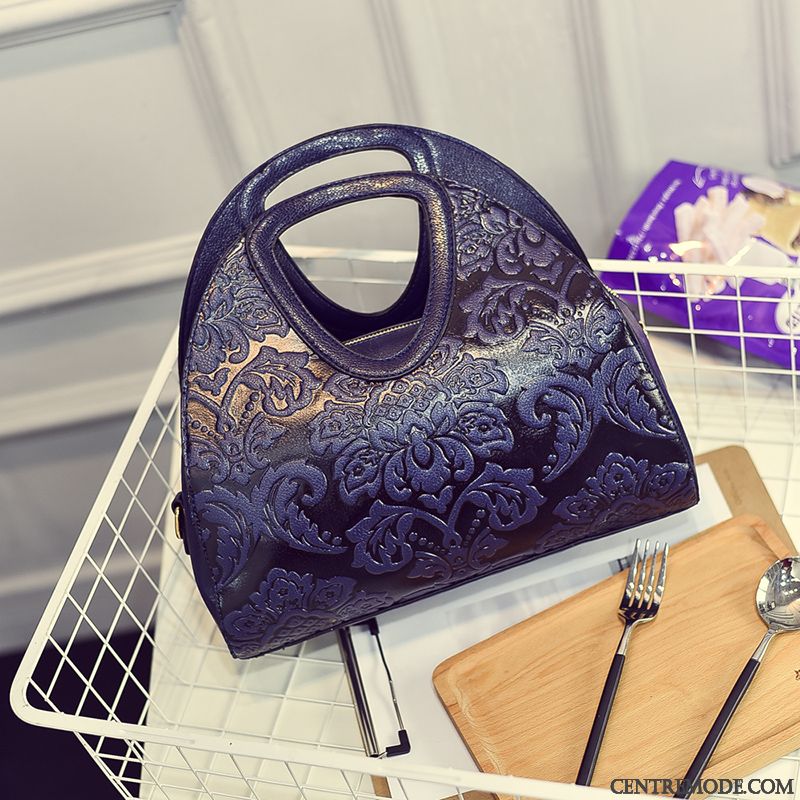 Sac À Main Femme Rétro Folk-custom En Relief Tendance Loisir All-match Violet