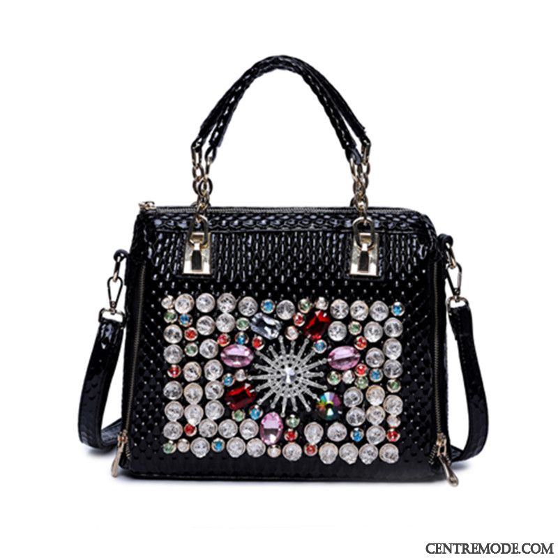 Sac À Main Femme Sac De Messager Diamant Le Nouveau Tendance Mode Pierres De Strass Noir