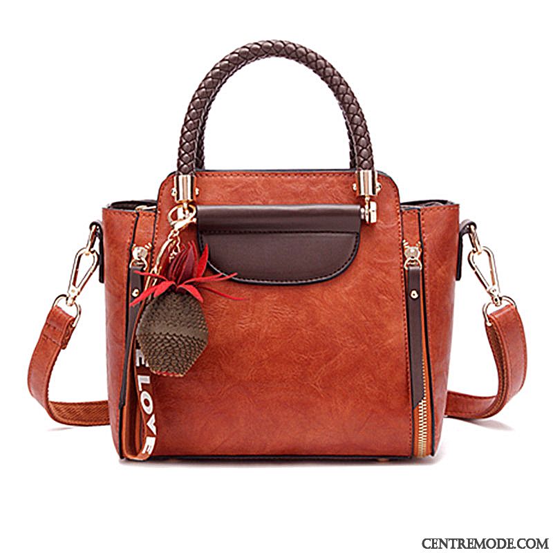 Sac À Main Femme Sac De Messager Rétro Cuir Véritable Le Nouveau Cuir De Vache Ultra Marron