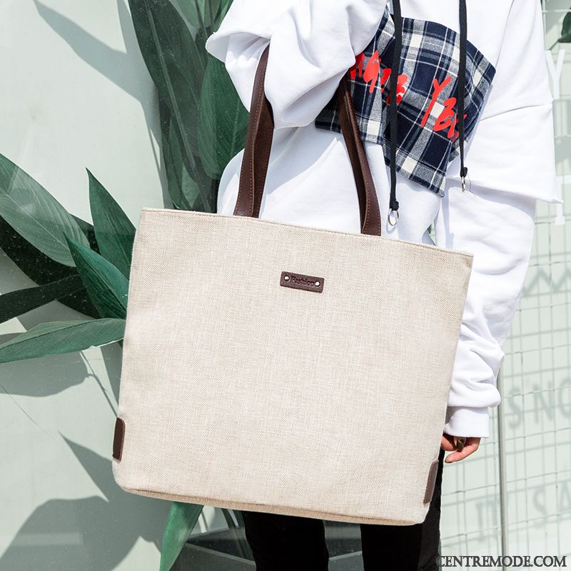 Sac À Main Femme Toile Loisir Lin Art Printemps Tote Blanc