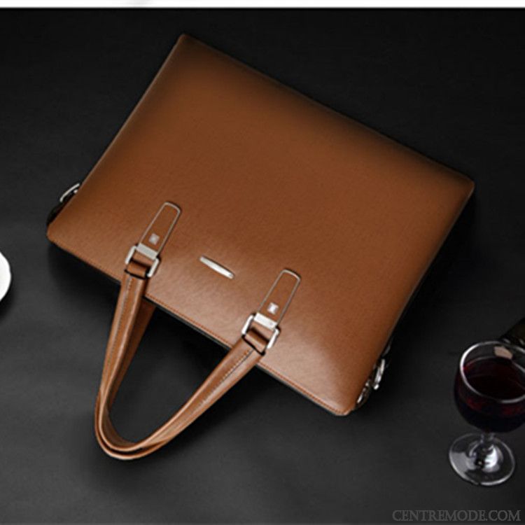 Sac À Main Homme Entreprise Bien Sac De Messager Cuir Véritable La Coupe Transversale Marron