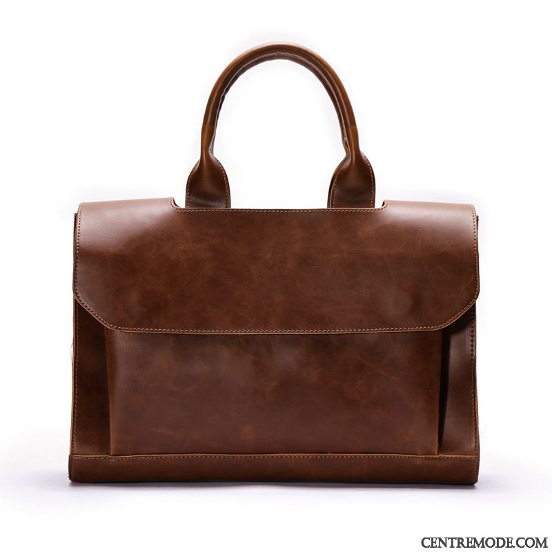 Sac À Main Homme Entreprise Le Nouveau Mode Rétro Mallette Tendance Marron