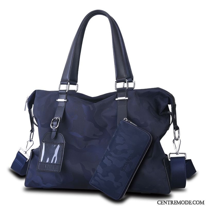 Sac À Main Homme Grande Capacité Mallette Loisir Sac Poitrine Sacs À Bandoulière Voyage Bleu