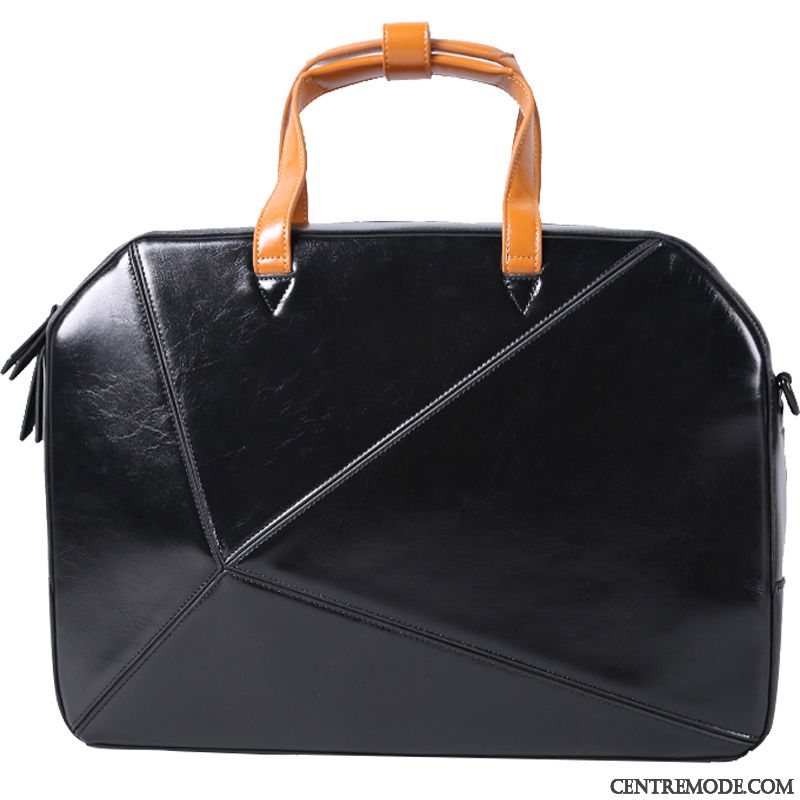 Sac À Main Homme La Coupe Transversale Sac D'ordinateur Portable Sacs À Bandoulière Cuir Tendance Loisir Noir