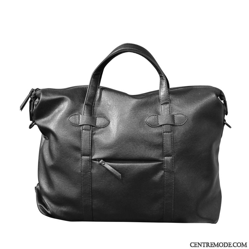 Sac À Main Homme Loisir Entreprise Tendance Cuir Mallette Sac D'ordinateur Portable Noir