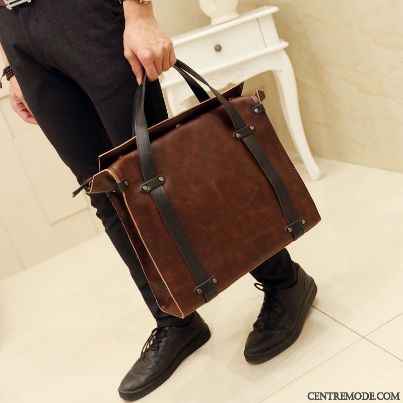 Sac À Main Homme Sacs À Bandoulière Haute Qualité Nouveau Tendance Loisir Gros Sac Marron