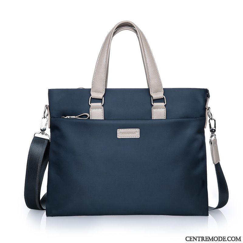 Sac À Main Homme Simple Tissu Oxford Grande Capacité Loisir Mallette Portable Bleu