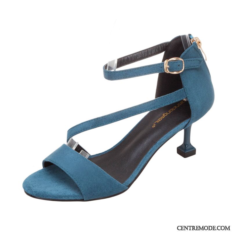 Sandales Femme Mode Tendance Tous Les Assortis Fille Été Respirant Bleu