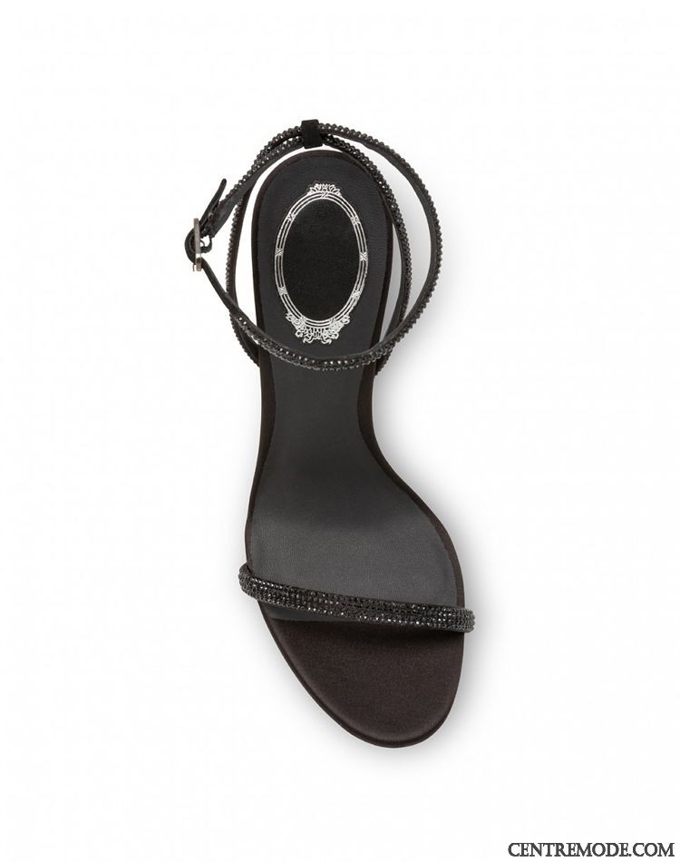 Sandales Femme Tempérament Ouverture Du Pied Sexy Escarpins Imitation Strass Été Noir