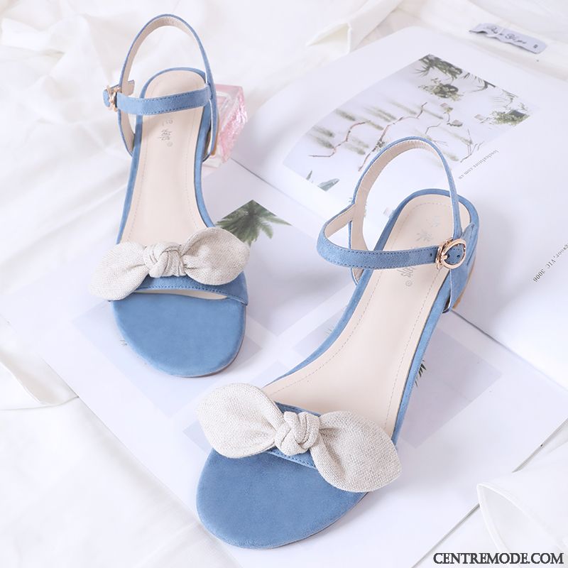Sandales Femme Tous Les Assortis Été Plates Arc Bleu