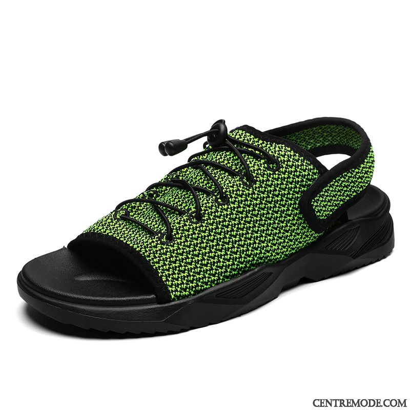 Sandales Homme Antidérapant Plage Tendance Été Semelle Épaisse Tongs Chaussons Vert