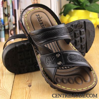 Sandales Homme Cuir Marron Pas Cher, Sandales Homme Cuir Vente Bleu Marin Gris Charbon