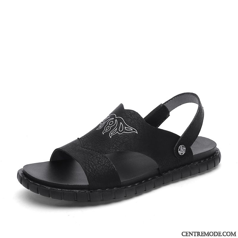 Sandales Homme Décontractée Antidérapant Tongs Chaussons Été Tendance Plage Noir