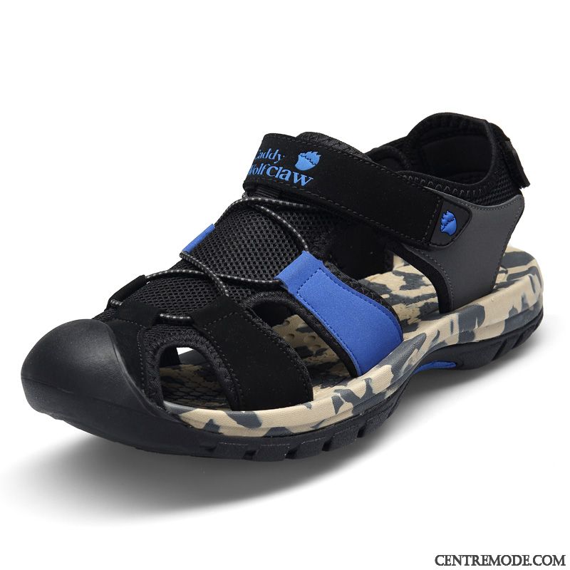 Sandales Homme Décontractée Sport Tendance Été Respirant Adolescent Bleu Noir