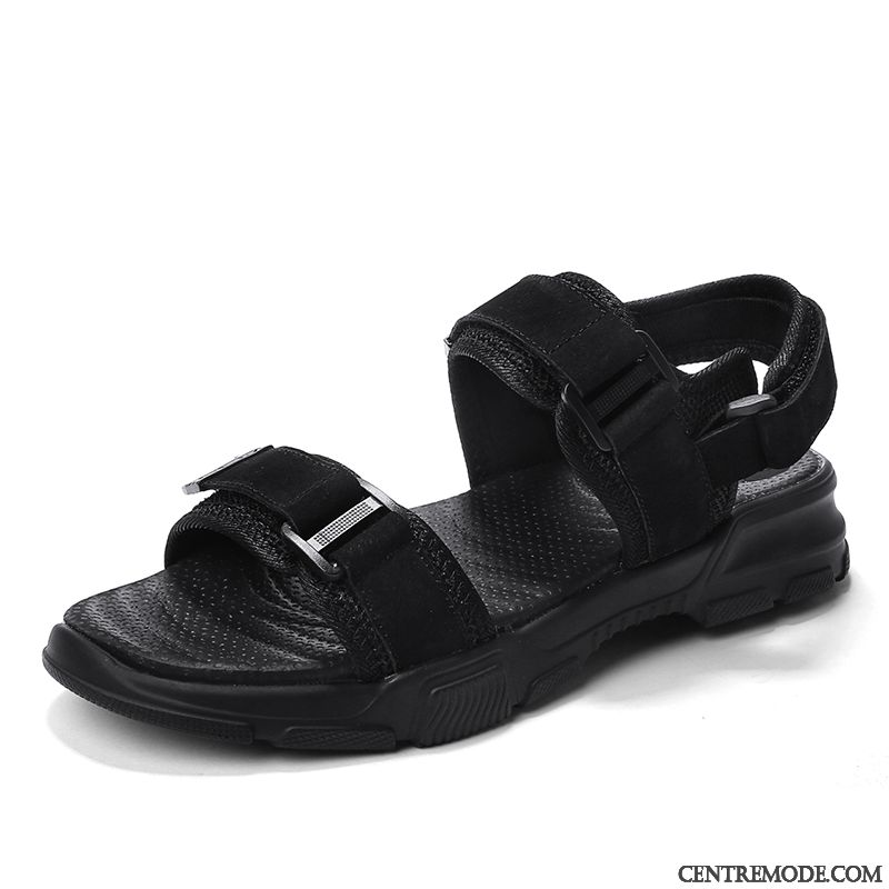 Sandales Homme Personnalité Mode Plage Rome Outwear Tendance Noir