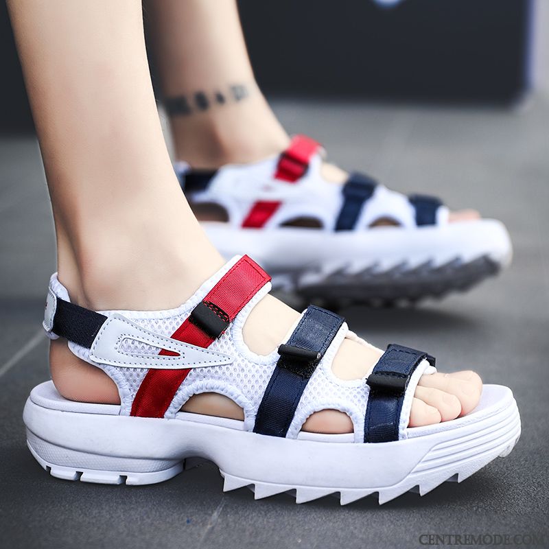 Sandales Homme Étudiant Semelle Doux Personnalité Plage Tous Les Assortis Tendance Blanc