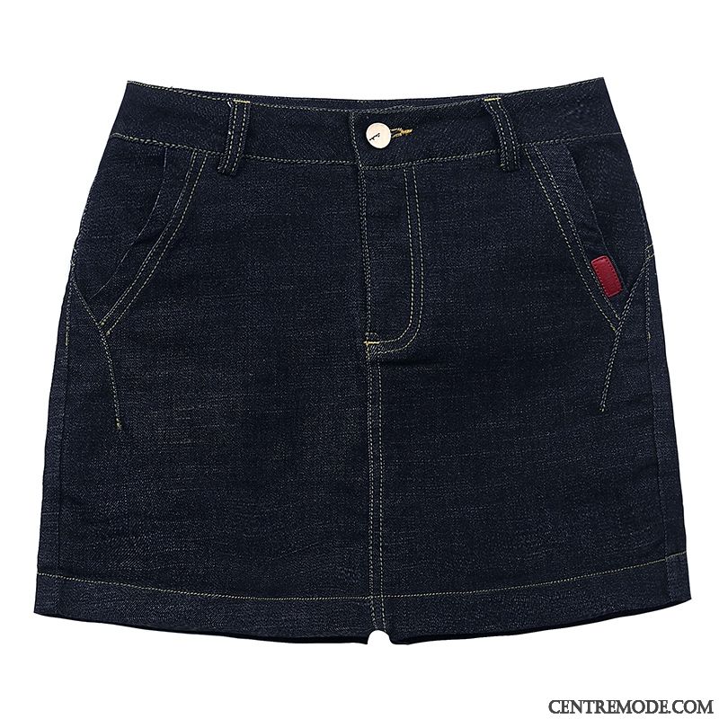 Shorts Femme Grande Taille Denim Haute Cintrée Deux-pièces Été Mince Noir