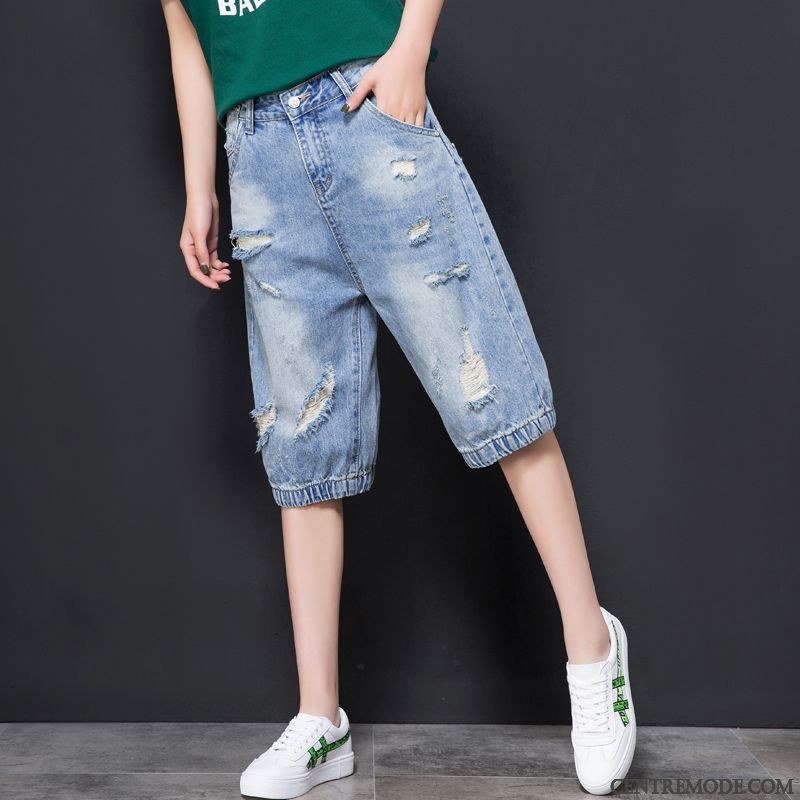 Shorts Femme Légère Été Denim Décontractée Baggy Jeans Bleu