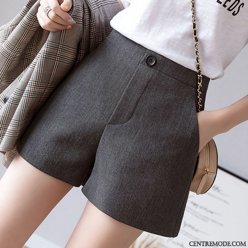 Shorts Femme Outwear Dame Pantalon Haute Cintrée Mince Printemps Gris Foncé