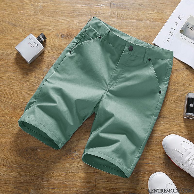 Shorts Homme Les Adolescents Slim Été Coton Bio Tendance Décontractée Rouge Vert Clair