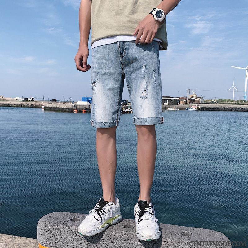 Shorts Homme Légère Marque De Tendance Baggy Étudiant Décontractée Été Bleu