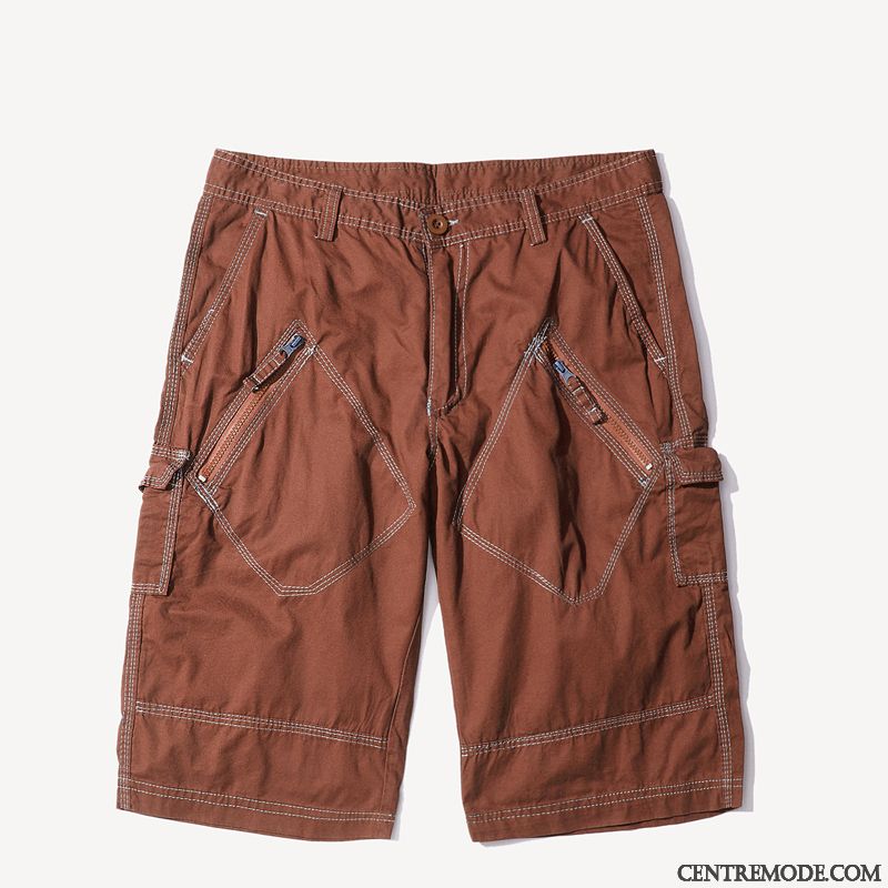 Shorts Homme Tendance Cargo Décontractée Cinquième Pantalon Étudiant Grande Taille Rouge