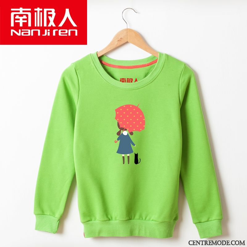 Sweat À Capuche Femme Baggy Col Rond Art Hoodies Étudiant Tendance Vert