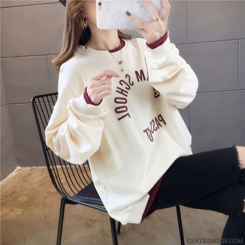 Sweat À Capuche Femme Baggy Hoodies Une Veste Longues Deux-pièces Étudiant Blanc