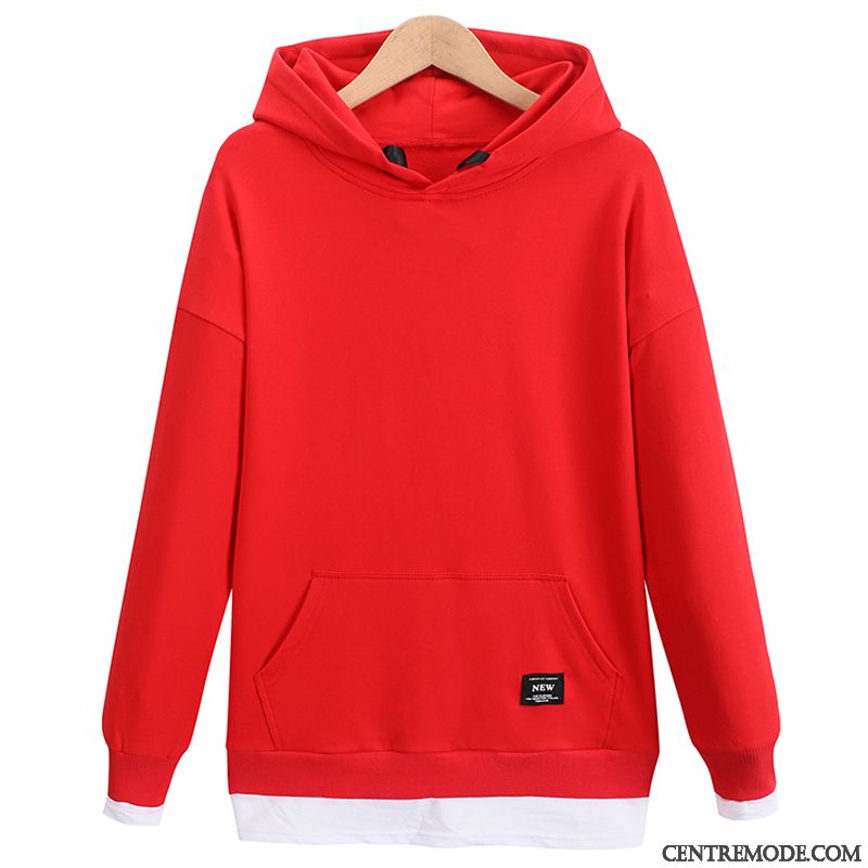 Sweat À Capuche Femme Baggy Manteau L'automne Mode Plus De Velours Hiver Rouge