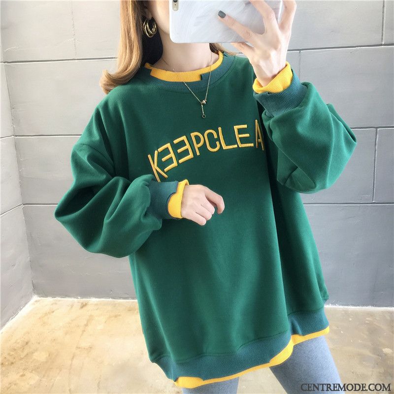 Sweat À Capuche Femme Deux-pièces Hoodies Plus De Velours Tendance Épaissir Une Veste Vert