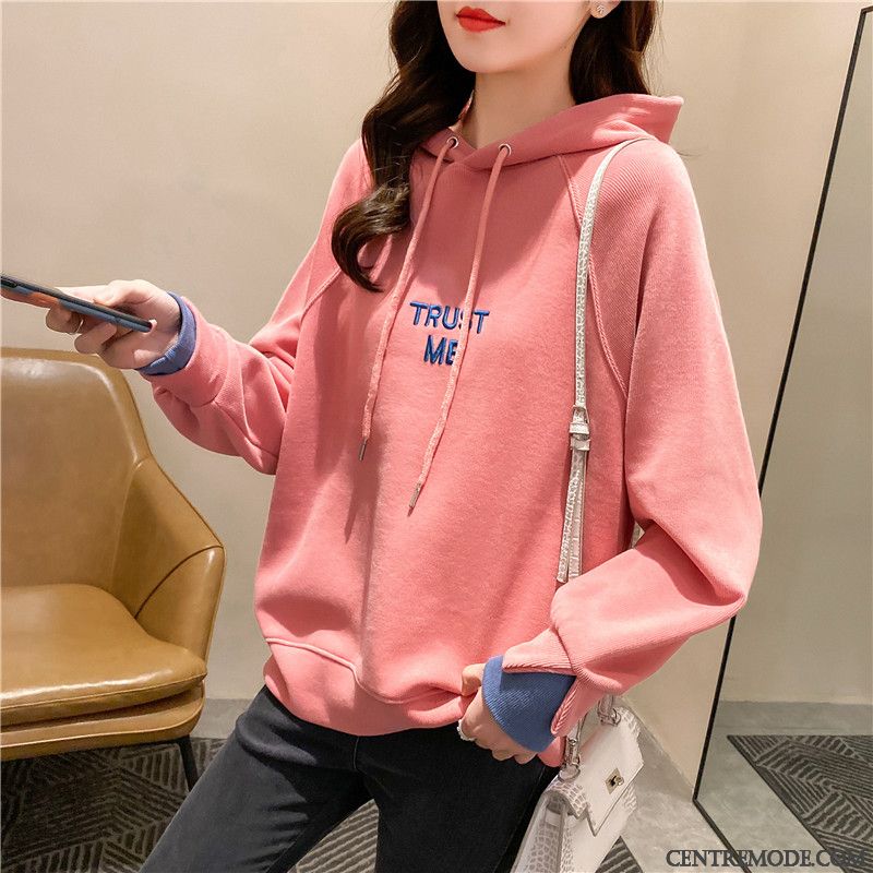 Sweat À Capuche Femme Deux-pièces Manteau Baggy Une Veste Pullovers Hoodies Pure Rose