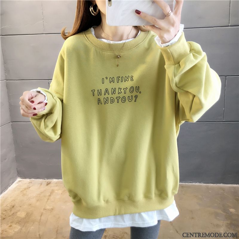 Sweat À Capuche Femme Grande Taille Baggy Gros Épissure Tendance Printemps Vert