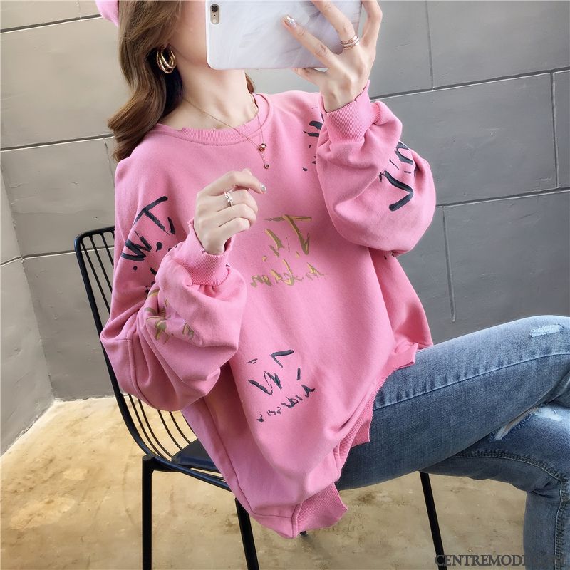 Sweat À Capuche Femme Grande Taille Légère Tendance Graisse Baggy Une Veste Rose