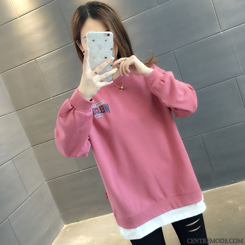 Sweat À Capuche Femme Hoodies L'automne Une Veste Légère Baggy Manteau Rose