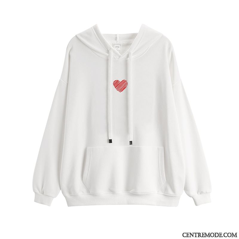 Sweat À Capuche Femme Hoodies Ligne Légère Tendance Ultra L'automne Blanc Rouge