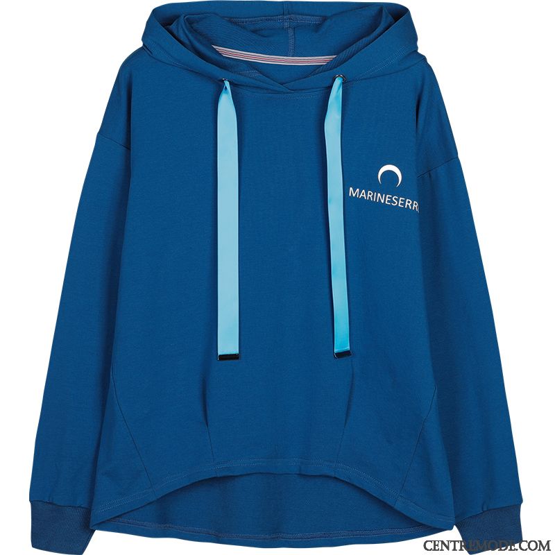 Sweat À Capuche Femme Hoodies Manteau Court Légère L'automne Baggy Bleu