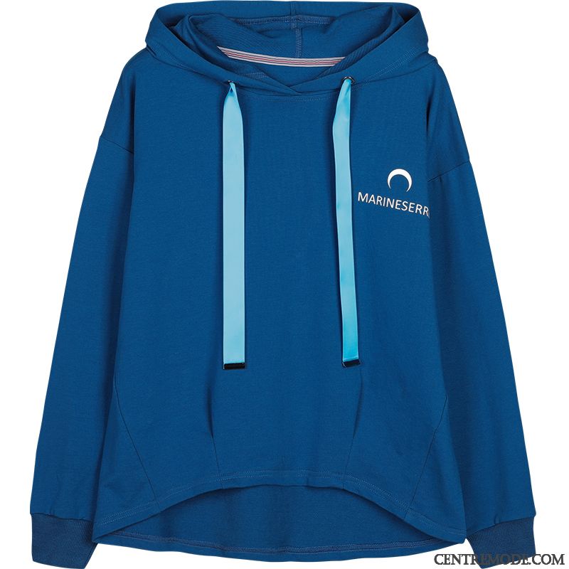 Sweat À Capuche Femme Hoodies Manteau Court Légère L'automne Baggy Bleu