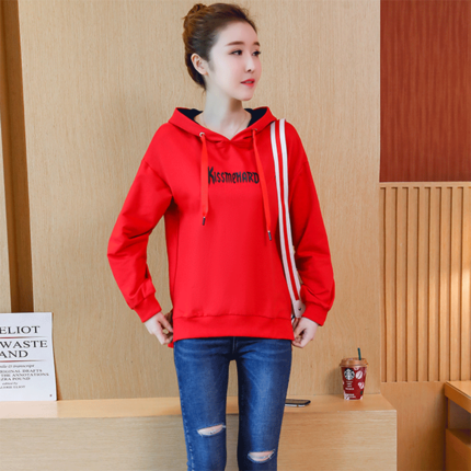 Sweat À Capuche Femme L'automne Dame Court Une Veste Baggy Hoodies Rouge