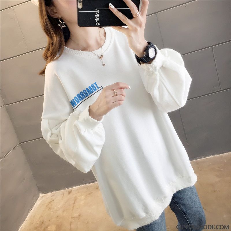 Sweat À Capuche Femme L'automne Printemps Hoodies Graisse Légère Grande Taille Blanc