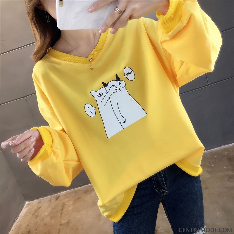 Sweat À Capuche Femme Longues L'automne Baggy Hoodies Légère Manteau Jaune